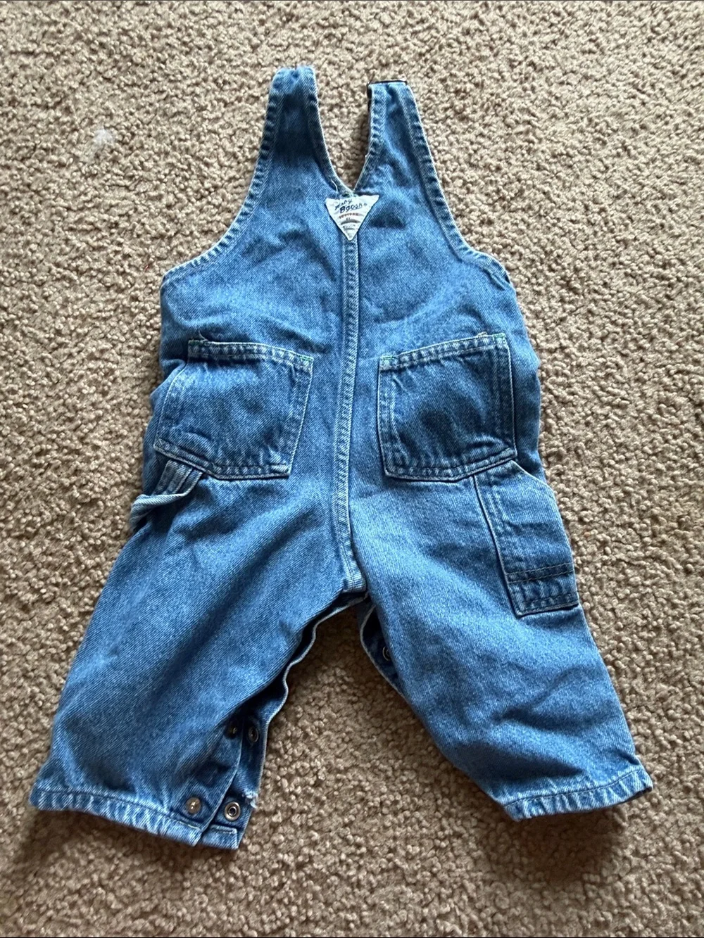 B68 Vintage OshKosh B'gosh Classic Blue Denim Overalls, 12 months
